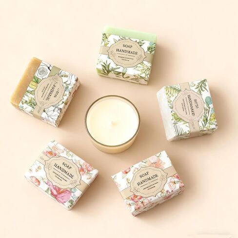 wootile 90pcs Handmade Soap Wrapper 9 Style Vintage Flower Soap Wrapper Tape Handmade Crafts Band Label with Sticker for Sleeves Covers Christmas Homemade Soaps Gift Wrapping in Saudi Arabia