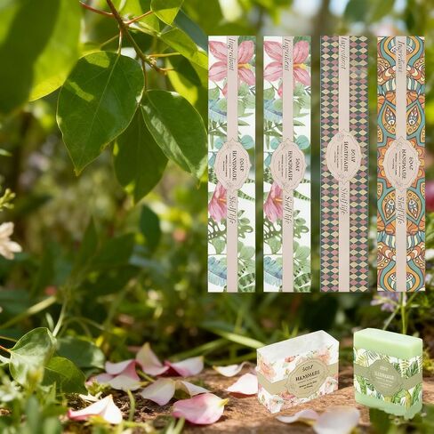 wootile 90pcs Handmade Soap Wrapper 9 Style Vintage Flower Soap Wrapper Tape Handmade Crafts Band Label with Sticker for Sleeves Covers Christmas Homemade Soaps Gift Wrapping in Saudi Arabia