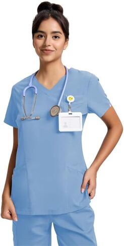 قميص سكرابز للنساء، قمصان سكرابز قابلة للتمدد ماصة للرطوبة مع 5 جيوب in Kuwait