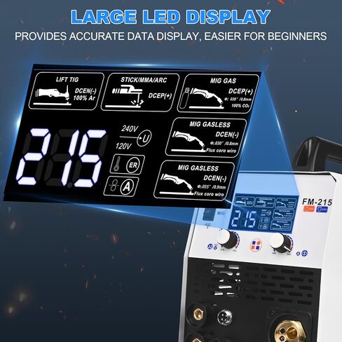 Filling 155amp Mig Welder ، 110 فولت Flux Core Flux MIG/LIFT TIG/Stick 3-in-1 GRAGE LED DIGINT DISPLAND MACHER in Saudi Arabia
