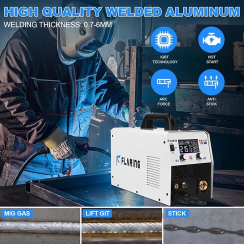Filling 155amp Mig Welder ، 110 فولت Flux Core Flux MIG/LIFT TIG/Stick 3-in-1 GRAGE LED DIGINT DISPLAND MACHER in Saudi Arabia
