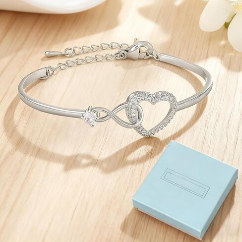 Infinity Heart Love Bracelet for Daughter, Forever Connected Bracelet Stainless Steel Birthday Graduation Jewelry Gifts to Daughter from Mum in Kuwait