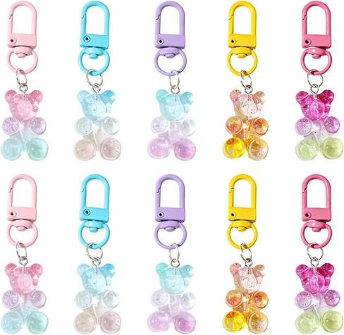 Adorable Gummy Bear Keychain–Resin Gummy Bear Charms,Candy Color Bag Charm,Stylish Accessories for Women|Backpack Decor,Purse Handbag Pendant Ornament (Set of 10) in Kuwait