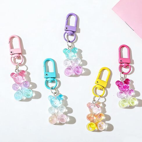 Adorable Gummy Bear Keychain–Resin Gummy Bear Charms,Candy Color Bag Charm,Stylish Accessories for Women|Backpack Decor,Purse Handbag Pendant Ornament (Set of 10) in Kuwait