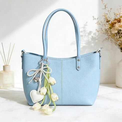 QTMY Cute Heart Bow Pearl Beaded Tulips Braided Keychain Bag Charms for Handbag Purse Backpack Accessories Bogg Bag,373 in Saudi Arabia