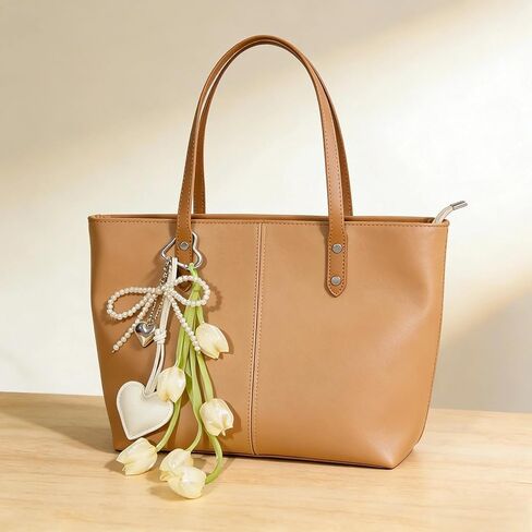 QTMY Cute Heart Bow Pearl Beaded Tulips Braided Keychain Bag Charms for Handbag Purse Backpack Accessories Bogg Bag,373 in Saudi Arabia
