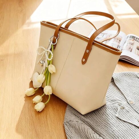 QTMY Cute Heart Bow Pearl Beaded Tulips Braided Keychain Bag Charms for Handbag Purse Backpack Accessories Bogg Bag,373 in Saudi Arabia