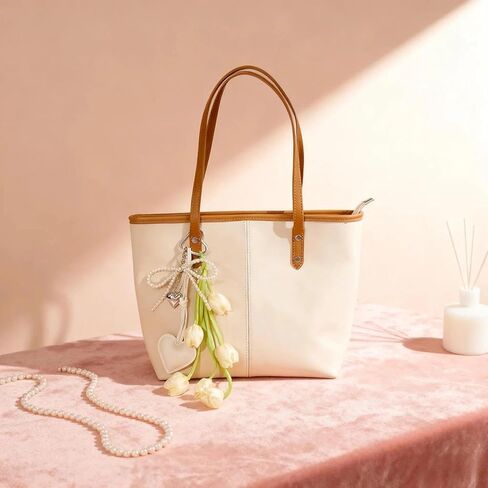 QTMY Cute Heart Bow Pearl Beaded Tulips Braided Keychain Bag Charms for Handbag Purse Backpack Accessories Bogg Bag,373 in Saudi Arabia