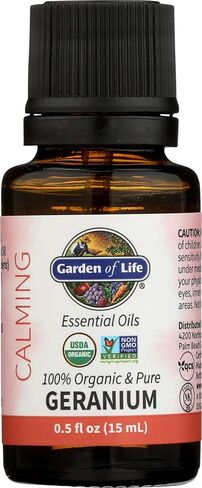 Garden of Life Essential Oil, Geranium 0.5 fl oz (15 mL), 100% USDA Organic & Pure, Clean,Undiluted for Diffuser,Aromatherapy,Meditation - Balance,Relaxation, Calming, Floral,Aromatic (103255) in Saudi Arabia