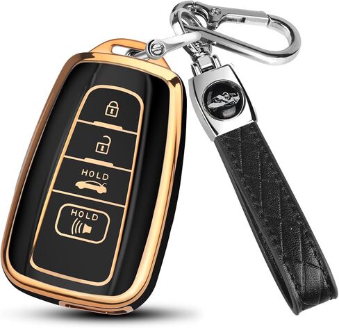 غطاء مفتاح Fob لسيارة Toyota RAV4 مع سلسلة مفاتيح، غطاء مفتاح TPU ناعم متوافق مع Toyota 4Runner Camry RAV4 Highlander Avalon C-HR Corolla GT86 Premium (فضي/وردي) in Kuwait