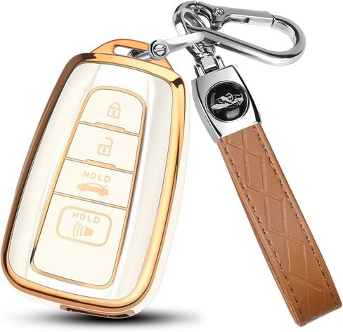 غطاء مفتاح Fob لسيارة Toyota RAV4 مع سلسلة مفاتيح، غطاء مفتاح TPU ناعم متوافق مع Toyota 4Runner Camry RAV4 Highlander Avalon C-HR Corolla GT86 Premium (فضي/وردي) in Kuwait