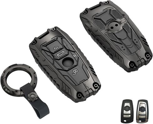 Heavy Duty Key Fob Cover for BMW 1 3 4 5 6 7 Series X3 X4 M5 M6 GT3 GT5 Zinc Alloy Keychain Keyless Entry Remote Control Car Key Case Protector (Black) in Saudi Arabia