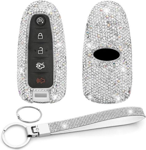 Key Fob Cover Case Keychain Compatible with Ford Explorer Edge Mustang Fusion Escape F150 F250 F350 F450 F550 (Silver, Model A) in Saudi Arabia