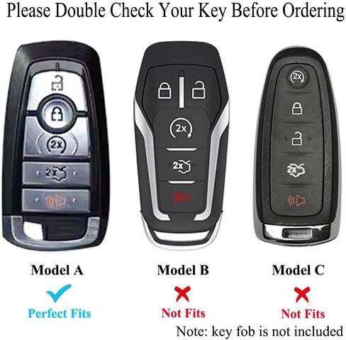 Key Fob Cover Case Keychain Compatible with Ford Explorer Edge Mustang Fusion Escape F150 F250 F350 F450 F550 (Silver, Model A) in Saudi Arabia