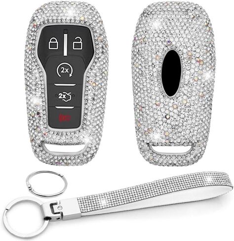 Key Fob Cover Case Keychain Compatible with Ford Explorer Edge Mustang Fusion Escape F150 F250 F350 F450 F550 (Silver, Model A) in Saudi Arabia