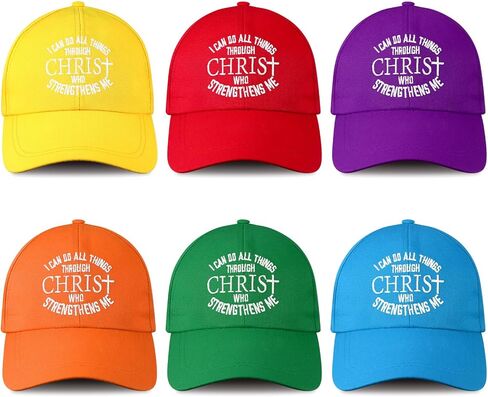 12 Pcs I Can Do All Things Through Christ Hat Bulk Christian Baseball Caps Unisex Religious Jesus Hat Gifts Philippians 4: 13 Adjustable Size for Church Party Supplies in Kuwait