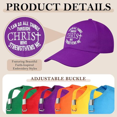 12 Pcs I Can Do All Things Through Christ Hat Bulk Christian Baseball Caps Unisex Religious Jesus Hat Gifts Philippians 4: 13 Adjustable Size for Church Party Supplies in Kuwait