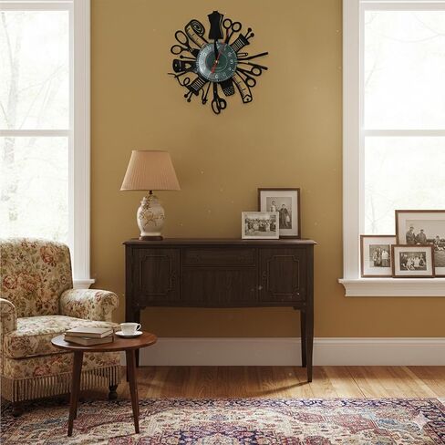 Sewing Machine Wall Clock 12 Inch Vinyl Record Retro Style Silent Non Ticking Quartz Battery Operated Quilting Tools Decorative Clock for Sewing Room Tailor Seamstress Home Kitchen Office Decor Gift in Kuwait