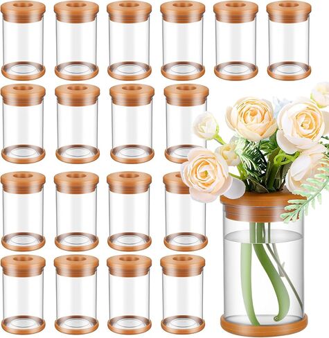 18 Packs Plant Propagation Station, Clear Plastic Test Tube Vases with Hole Lids for Water Propagation, Hydroponic Growing for Home Office Desktop Decoration in Kuwait