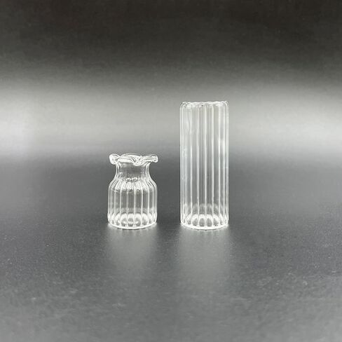 2Pcs Clear Mini Vase, Miniature Vases, Cat Whisker Vase, Miniature Stuff for Tiny Houses Decoration DIY Micro Landscape Items in Kuwait