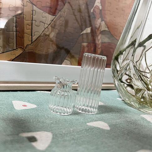 2Pcs Clear Mini Vase, Miniature Vases, Cat Whisker Vase, Miniature Stuff for Tiny Houses Decoration DIY Micro Landscape Items in Kuwait