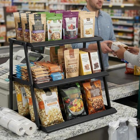 WWN 3 Tier Candy Display - حامل الوجبات الخفيفة مع حامل الوجبات الخفيفة - وجبات خفيفة متعددة الوظائف وحامل رقاقة للمتاجر - Cupcake Display Stand （Black） in Kuwait