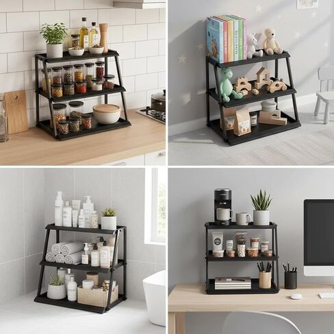 WWN 3 Tier Candy Display - حامل الوجبات الخفيفة مع حامل الوجبات الخفيفة - وجبات خفيفة متعددة الوظائف وحامل رقاقة للمتاجر - Cupcake Display Stand （Black） in Kuwait