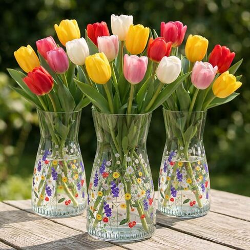 1 قطعة 8 بوصة طويل القامة مزهرية زجاجية شفافة لفصل الربيع والزفاف هووسورمينغ الزهور البرية طاولة مركزية ديكور المنزل الطراز الحديث مزهرية زجاجية واسعة الفم لعيد الأم in Kuwait