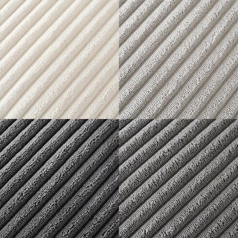 Volcanics Set of 4 Neutral Grey Corduroy Decorative Couch Throw Pillow Covers 18x18 Inch, Western Modern Farmhouse Striped Cushion Cases, Soft Boho Square Accent Pillow Covers for Home Sofa in Kuwait