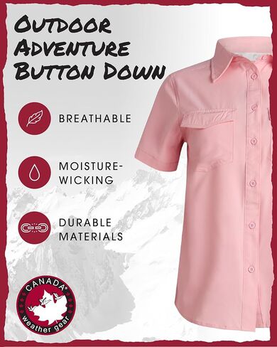 CANADA WEATHER GEAR Womens Button Down Shirt - Long and Short Sleeve Outdoor Adventure Dual Chest Pocket Shirt (Size: S-XXL) in Saudi Arabia