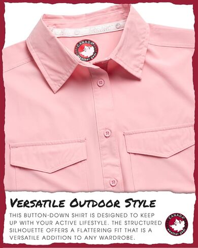 CANADA WEATHER GEAR Womens Button Down Shirt - Long and Short Sleeve Outdoor Adventure Dual Chest Pocket Shirt (Size: S-XXL) in Saudi Arabia
