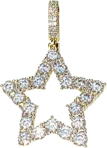 Lucky Star Pendant Necklace – Men & Women Iced Out Medallion, 925 Italy Stainless Steel, Rope Chain 2.5mm, Hip Hop Fashion Jewelry in Saudi Arabia