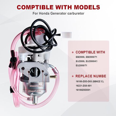 EU2000i Carburetor for Honda Generator EB2000i EU2000i EB2000I EU2000I EB2000IT1 EU2000IK1 EU2000IK1 16100-Z0D-D03 16100-Z0D-D01 with Air Filter Spark Plug Gasket Rebuild Kit in Kuwait