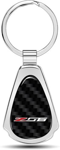 iPick Image for Chevrolet Corvette C7 Z06 Real Black Carbon Fiber Metal Teardrop Key Chain Keychain, Official Licensed in Saudi Arabia