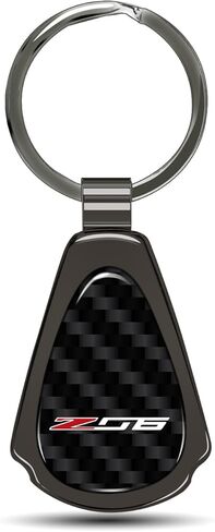 iPick Image for Chevrolet Corvette C7 Z06 Real Black Carbon Fiber Metal Teardrop Key Chain Keychain, Official Licensed in Saudi Arabia