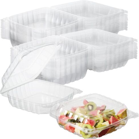 Fit Meal Prep 30 Pack 8.5 x 8 x 3.2 Inches Clear Hinged Plastic Containers, Clamshell Take Out Containers, Bakery To Go Disposable Plastic Container, Ideal for Salads Cake Pastry Fruit Sandwiches in Kuwait