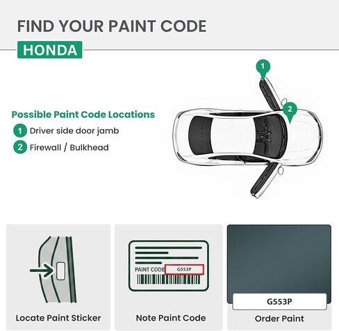 ERA Paints - G553P - Nordic Forest Pearl for HONDA Exact OEM Color Match Automotive Touch Up Paint for Cars - Scratch & Chip Repair for Metal & Plastic - Premium Kit - Made in USA in Saudi Arabia