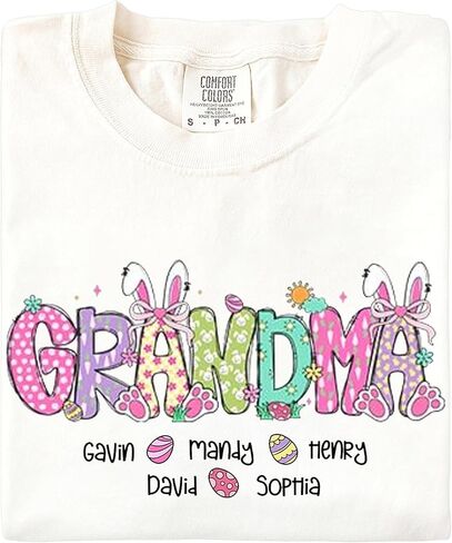 Personalized Easter Mama Shirt Women, Easter Shirts for Moms Grandma, Custom Bunny Easter Apparel for Mom in Kuwait