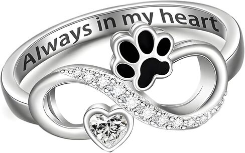 Paw Print Ring for Women Heart Infinity Cat Dog Claw Paw Rings Size 6-10 in Saudi Arabia