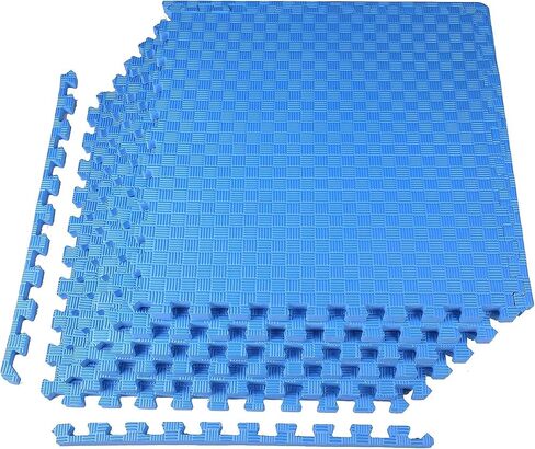 حصيرة تمرين اللغز مع البلاط المتشابك Eva Foam لـ MMA ، والتمرين ، والجمباز ، والأرضيات الواقية للرياضة المنزلية ، سميكة ، 24 قدم مربع ، أزرق in Kuwait