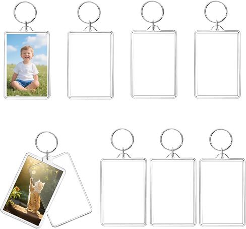 8-Pack Photo Keychain -2.1''x 1.4'' Acrylic Clear Keyrings Picture Frame Keychains - Double Sided Blank Photo Key Fob Holder with Split Ring for DIY Personalised Photo Gift in Kuwait