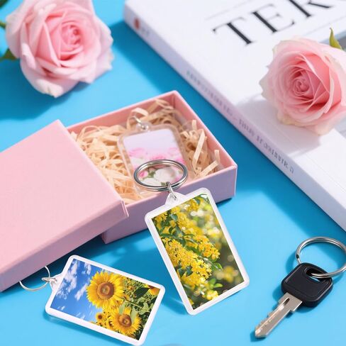 8-Pack Photo Keychain -2.1''x 1.4'' Acrylic Clear Keyrings Picture Frame Keychains - Double Sided Blank Photo Key Fob Holder with Split Ring for DIY Personalised Photo Gift in Kuwait