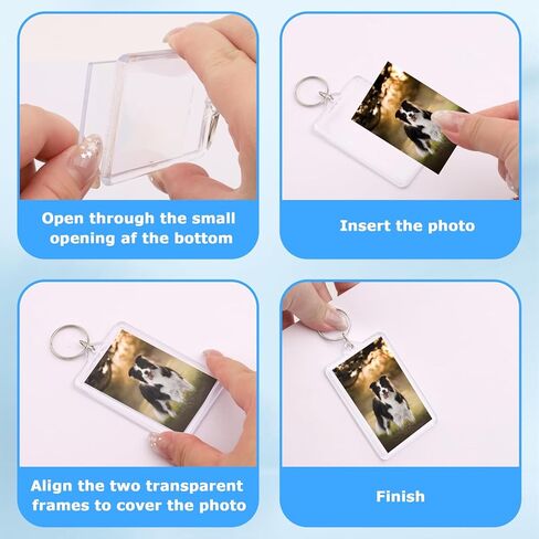 8-Pack Photo Keychain -2.1''x 1.4'' Acrylic Clear Keyrings Picture Frame Keychains - Double Sided Blank Photo Key Fob Holder with Split Ring for DIY Personalised Photo Gift in Kuwait