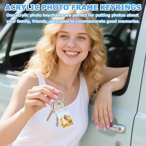 8-Pack Photo Keychain -2.1''x 1.4'' Acrylic Clear Keyrings Picture Frame Keychains - Double Sided Blank Photo Key Fob Holder with Split Ring for DIY Personalised Photo Gift in Kuwait