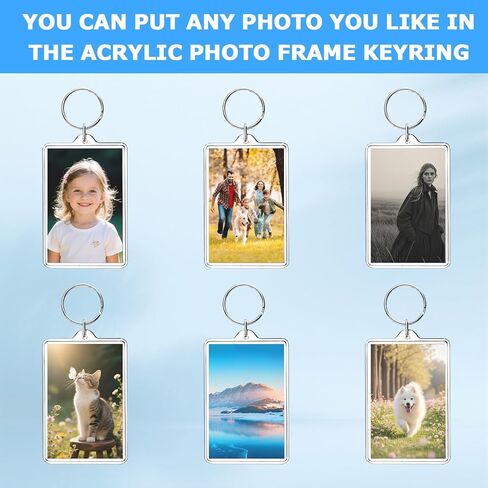8-Pack Photo Keychain -2.1''x 1.4'' Acrylic Clear Keyrings Picture Frame Keychains - Double Sided Blank Photo Key Fob Holder with Split Ring for DIY Personalised Photo Gift in Kuwait
