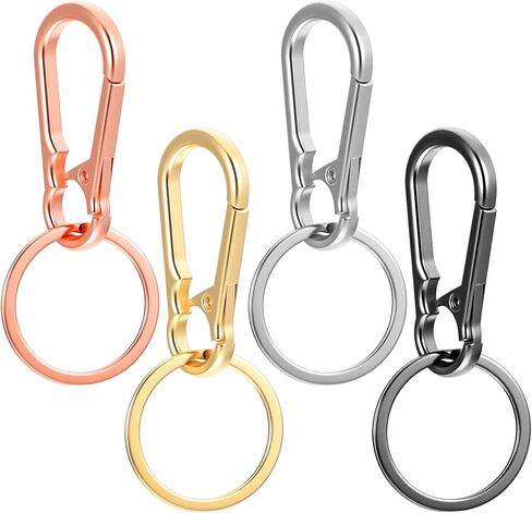 سلاسل المفاتيح المعدنية كيرينغ سلسلة المفاتيح حلقة كليب حامل المنظم، 4 قطع مجموعة مقاطع سلسلة المفاتيح، حلقات المفاتيح السائبة، حلقات المفاتيح للمنزل مفاتيح السيارة مكتشف النساء الرجال (4 ألوان) in Kuwait