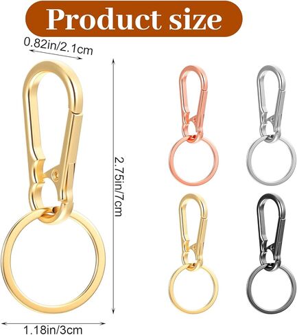 سلاسل المفاتيح المعدنية كيرينغ سلسلة المفاتيح حلقة كليب حامل المنظم، 4 قطع مجموعة مقاطع سلسلة المفاتيح، حلقات المفاتيح السائبة، حلقات المفاتيح للمنزل مفاتيح السيارة مكتشف النساء الرجال (4 ألوان) in Kuwait