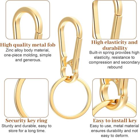 سلاسل المفاتيح المعدنية كيرينغ سلسلة المفاتيح حلقة كليب حامل المنظم، 4 قطع مجموعة مقاطع سلسلة المفاتيح، حلقات المفاتيح السائبة، حلقات المفاتيح للمنزل مفاتيح السيارة مكتشف النساء الرجال (4 ألوان) in Kuwait