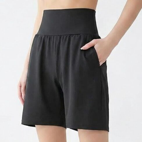 Women's High Waist Yoga Shorts with Zipper Pockets-Quick Dry Stretchy Workout Shorts for Women in Saudi Arabia