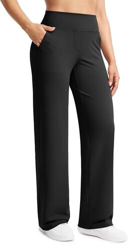 POSHDIVAH Yoga Pants for Women 29" High Waist Wide Leg Pants with Pockets Stretch Dress Casual Lounge Sweatpants in Kuwait